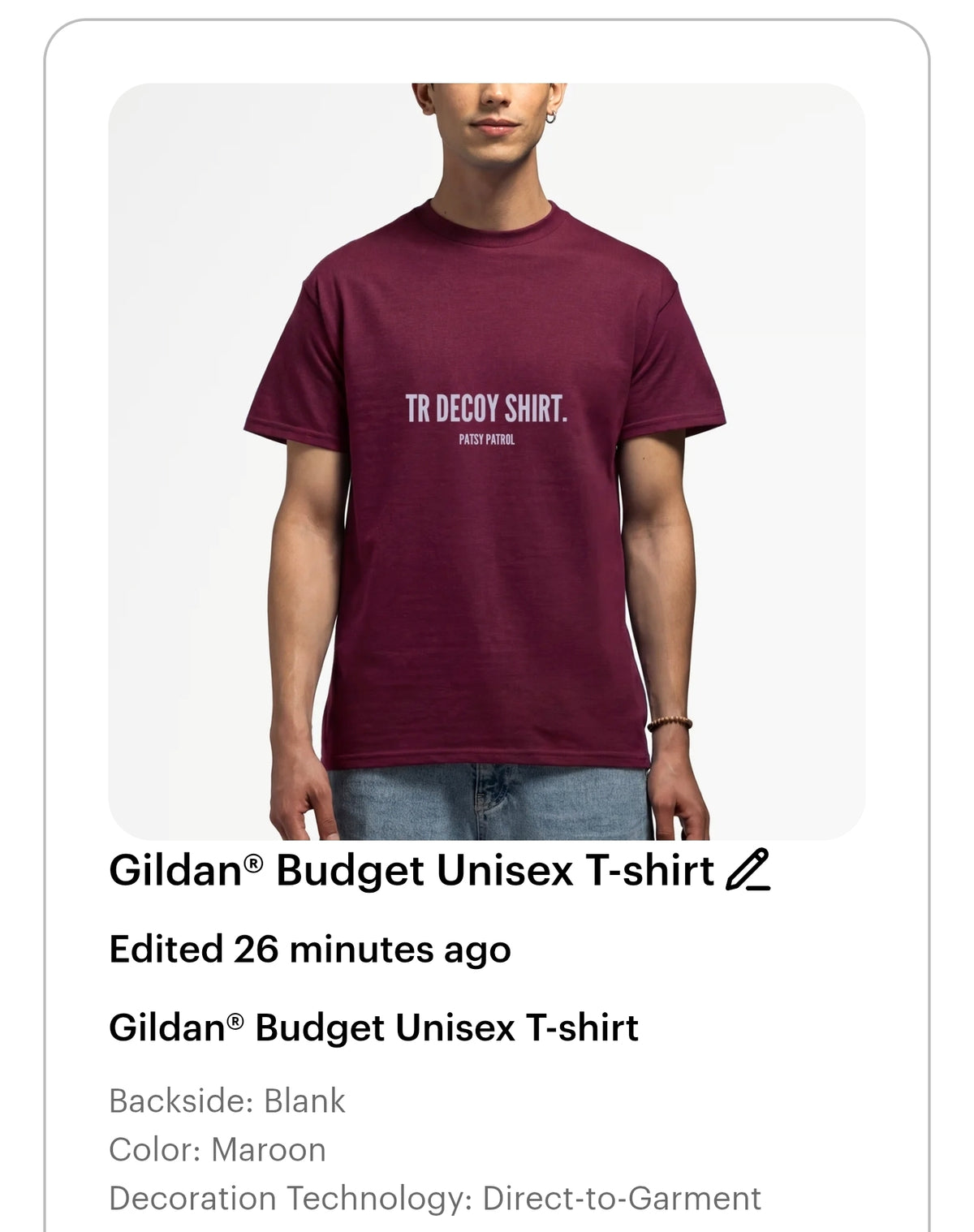TR decoy shirt.